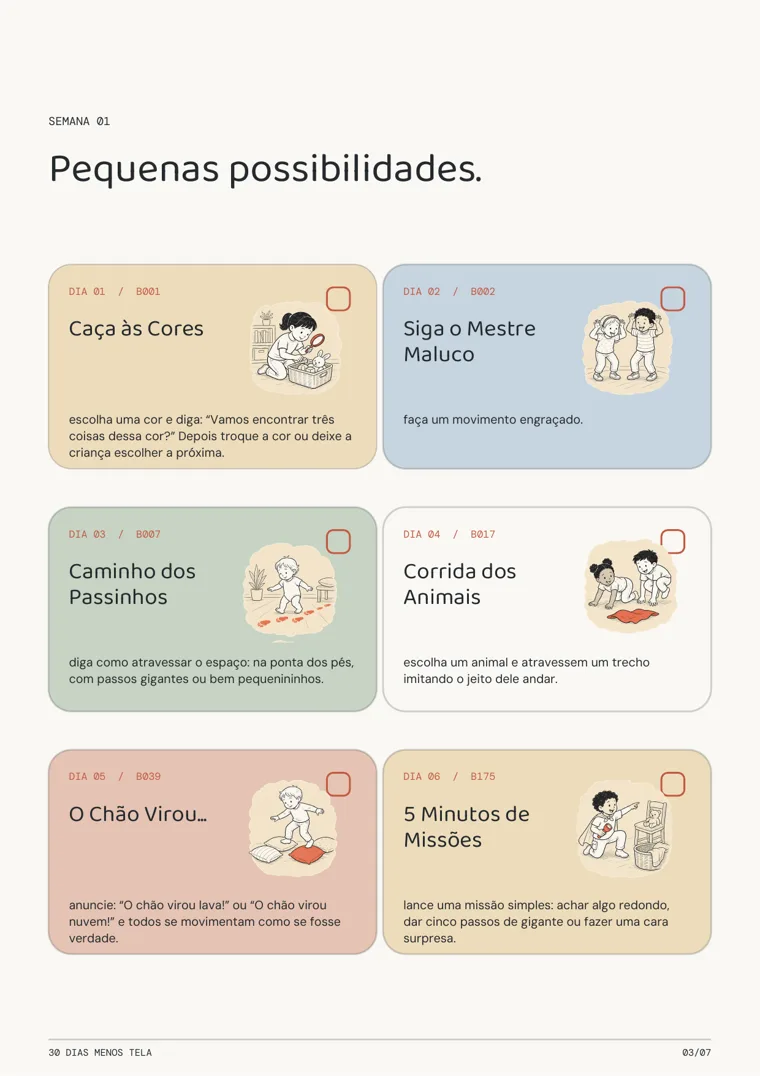 Bônus 30 Dias Menos Tela com uma brincadeira por dia
